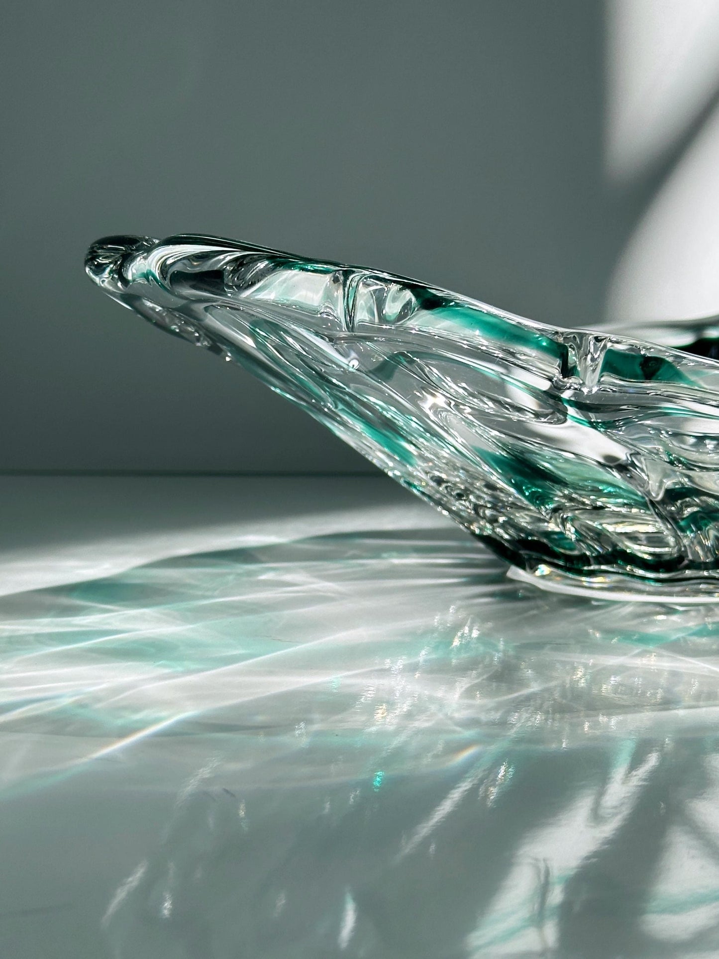 Vintage Schale Murano Glas grün Swirl 1970er Mid Century Italien