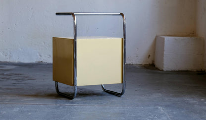 Table de chevet vintage style Bauhaus ivoire