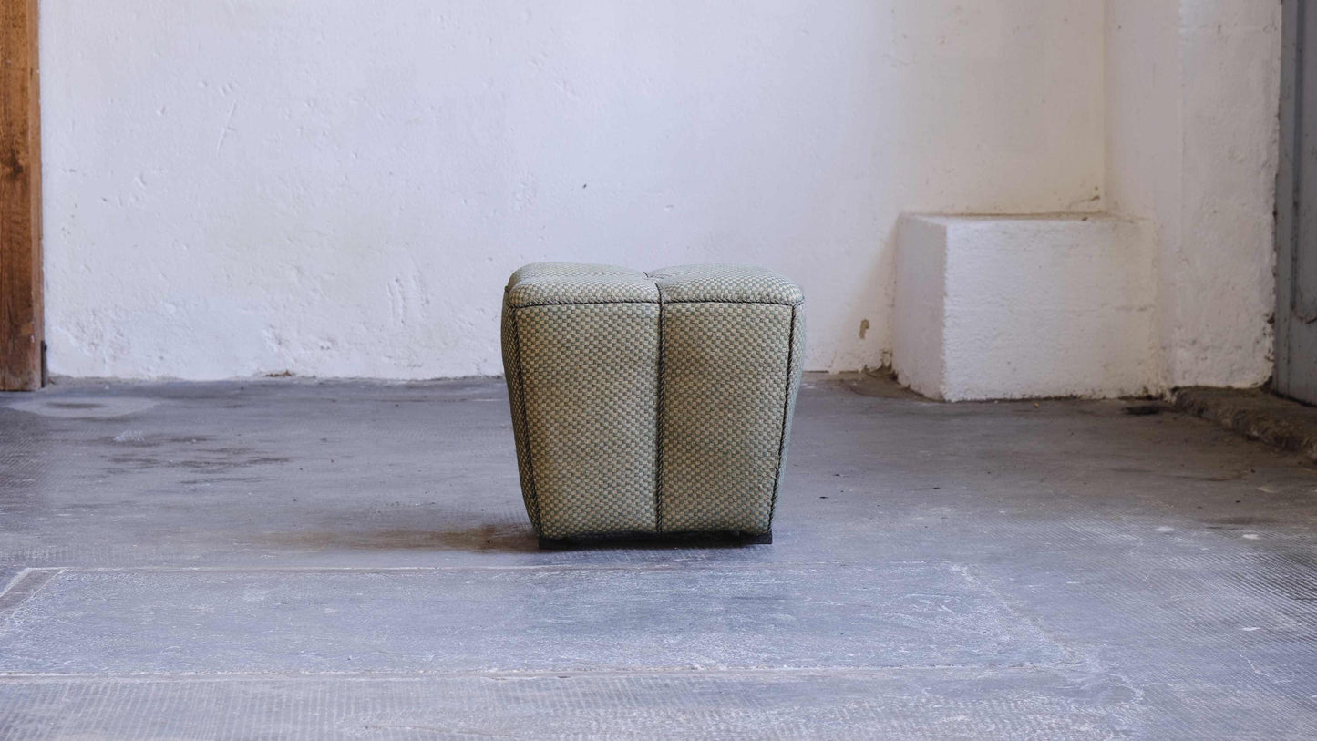 Vintage pouf Art Deco green