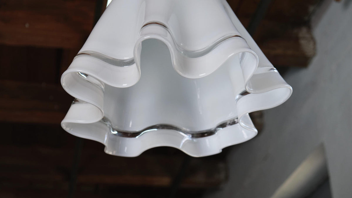 Vintage hanging lamp Zenda glass by Vistosi white