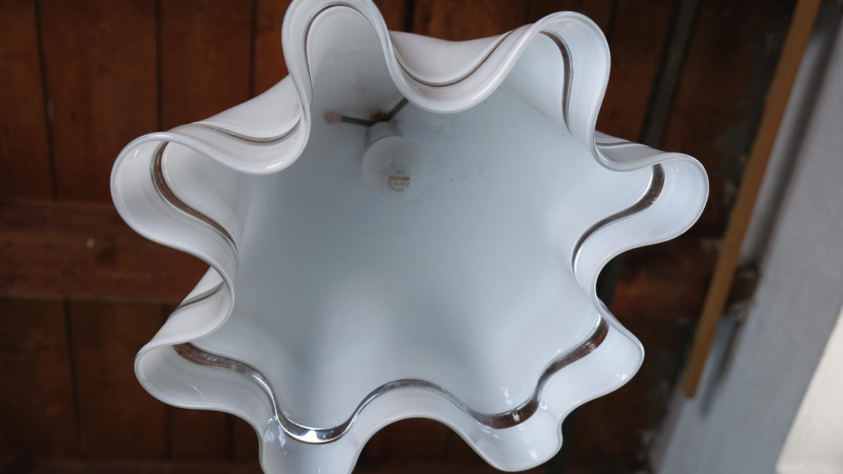 Vintage hanging lamp Zenda glass by Vistosi white