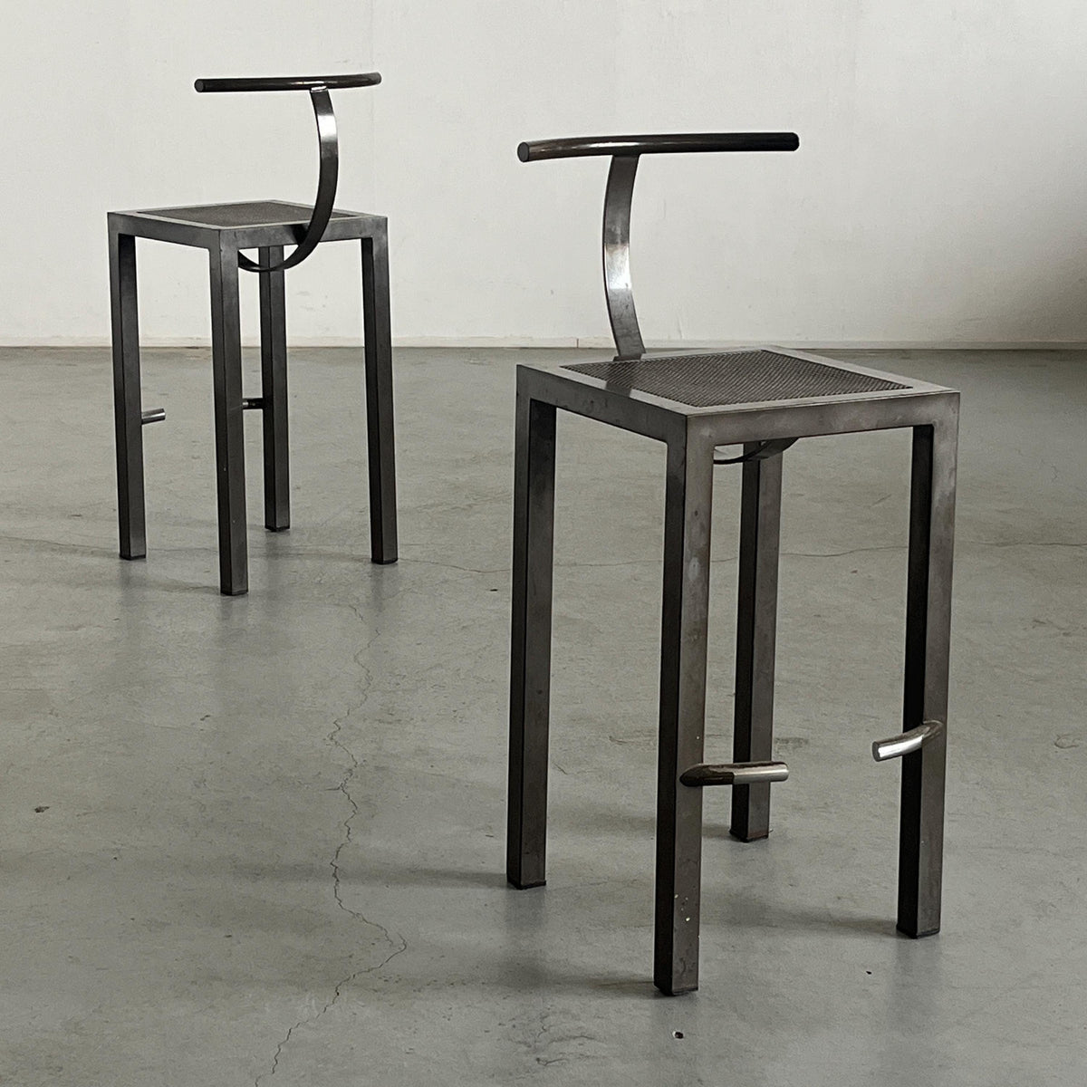 Vintage Barhocker Sarapis Metall von Philippe Starck für Driade Paar