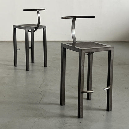Vintage Barhocker Sarapis Metall von Philippe Starck für Driade Paar