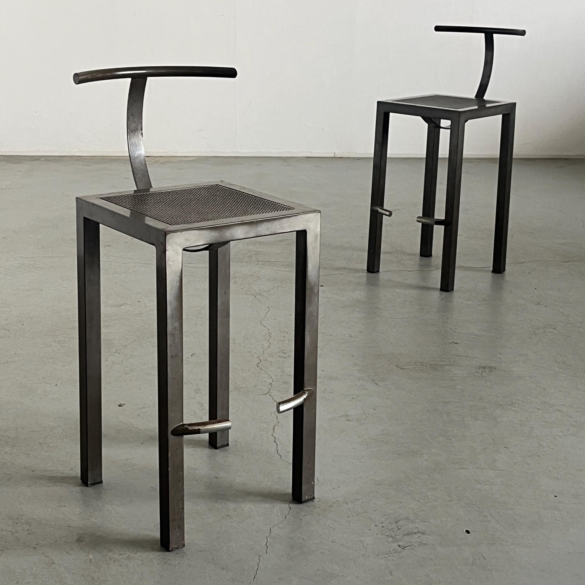 Vintage Barhocker Sarapis Metall von Philippe Starck für Driade Paar