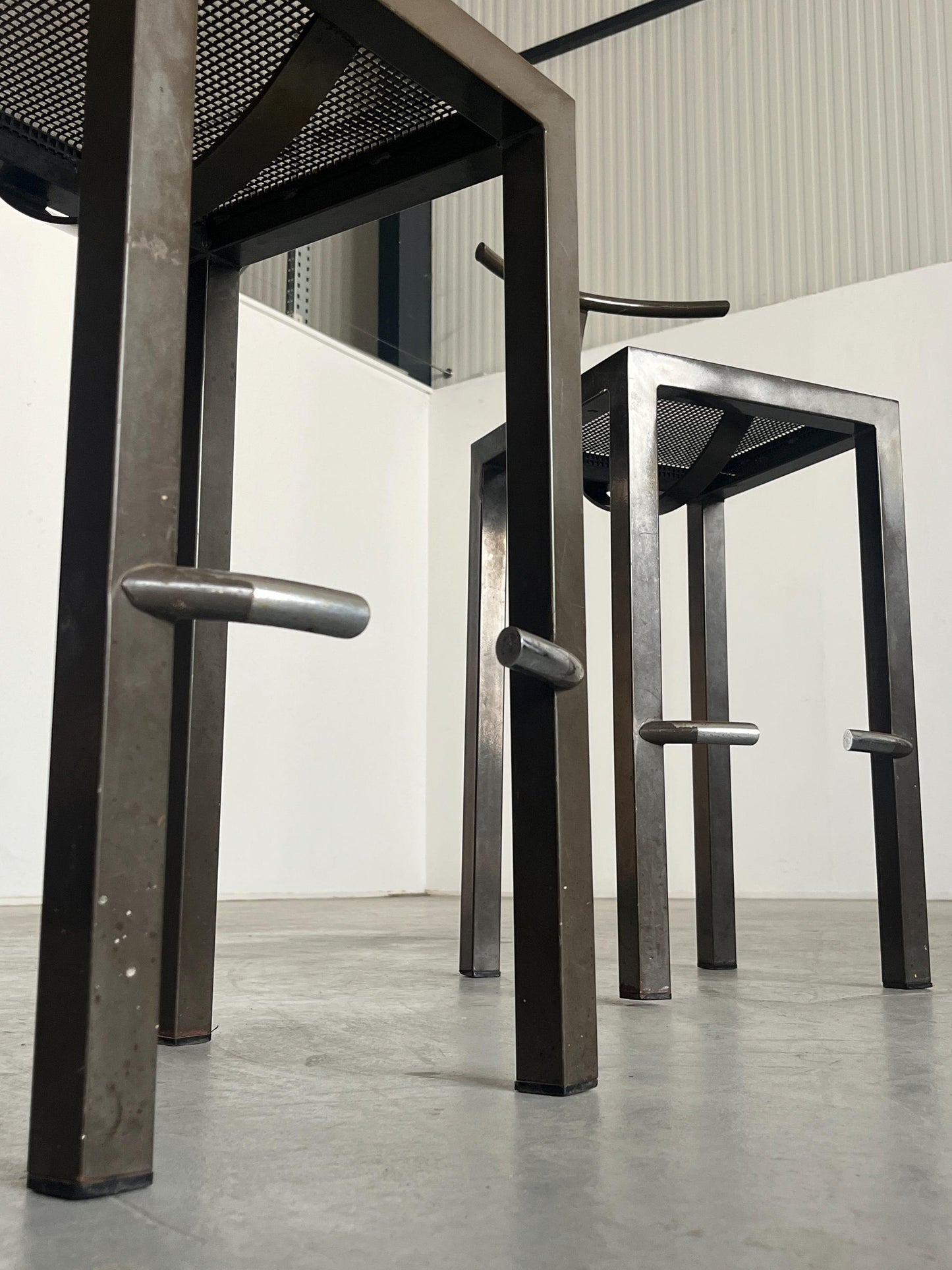 Vintage Barhocker Sarapis Metall von Philippe Starck für Driade Paar