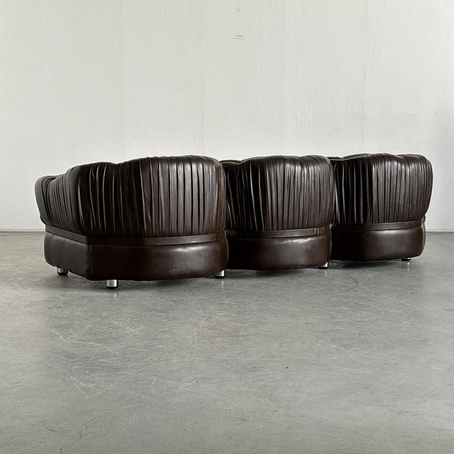 Vintage Dreisitzer Sofa Dunkelbraun Leder von Axel Di Pietrobon 1970er Italien