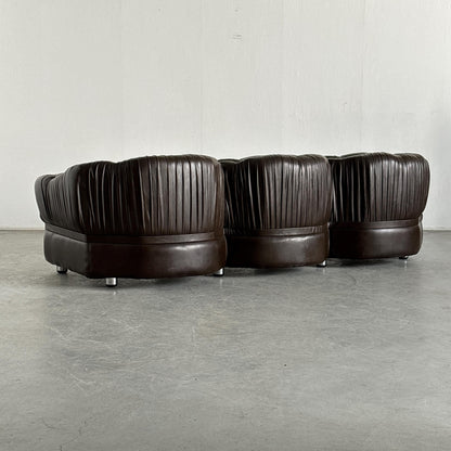 Vintage Dreisitzer Sofa Dunkelbraun Leder von Axel Di Pietrobon 1970er Italien