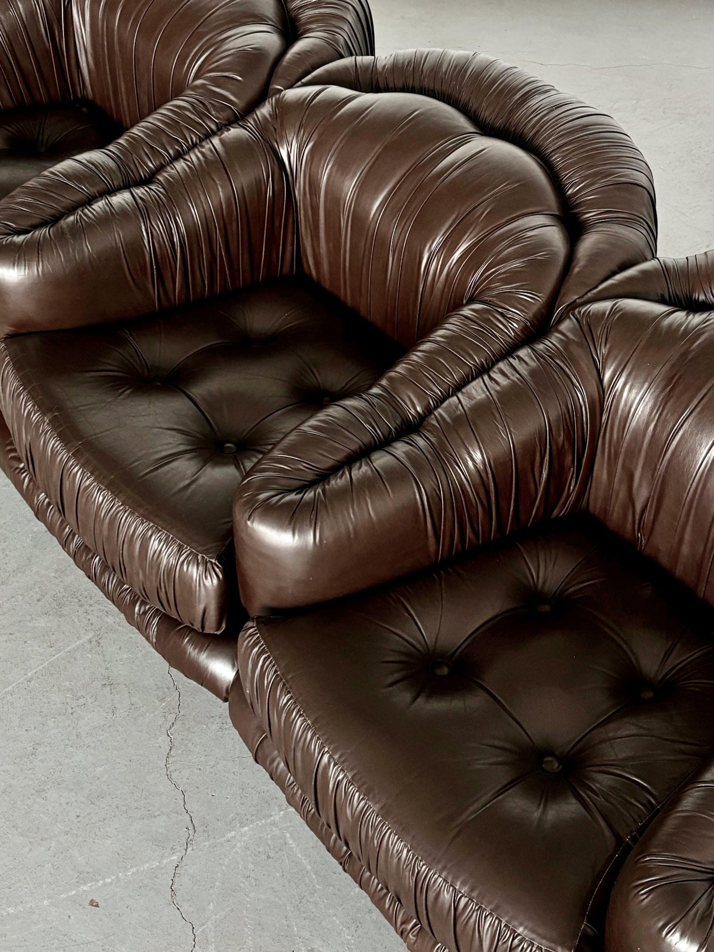 Vintage Dreisitzer Sofa Dunkelbraun Leder von Axel Di Pietrobon 1970er Italien