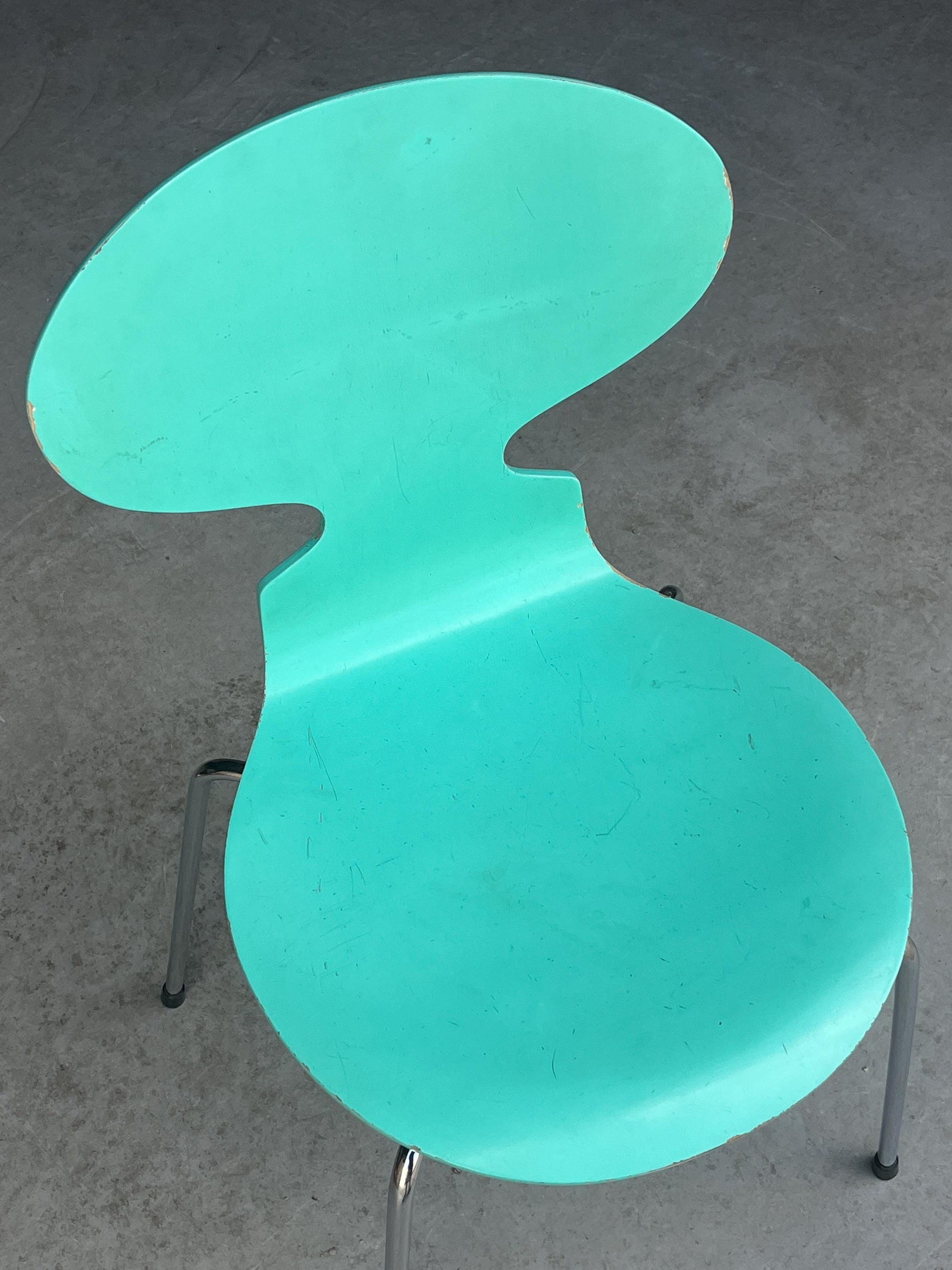 Vintage Ant Stuhl in seltenem Türkis von Arne Jacobsen für Fritz Hansen