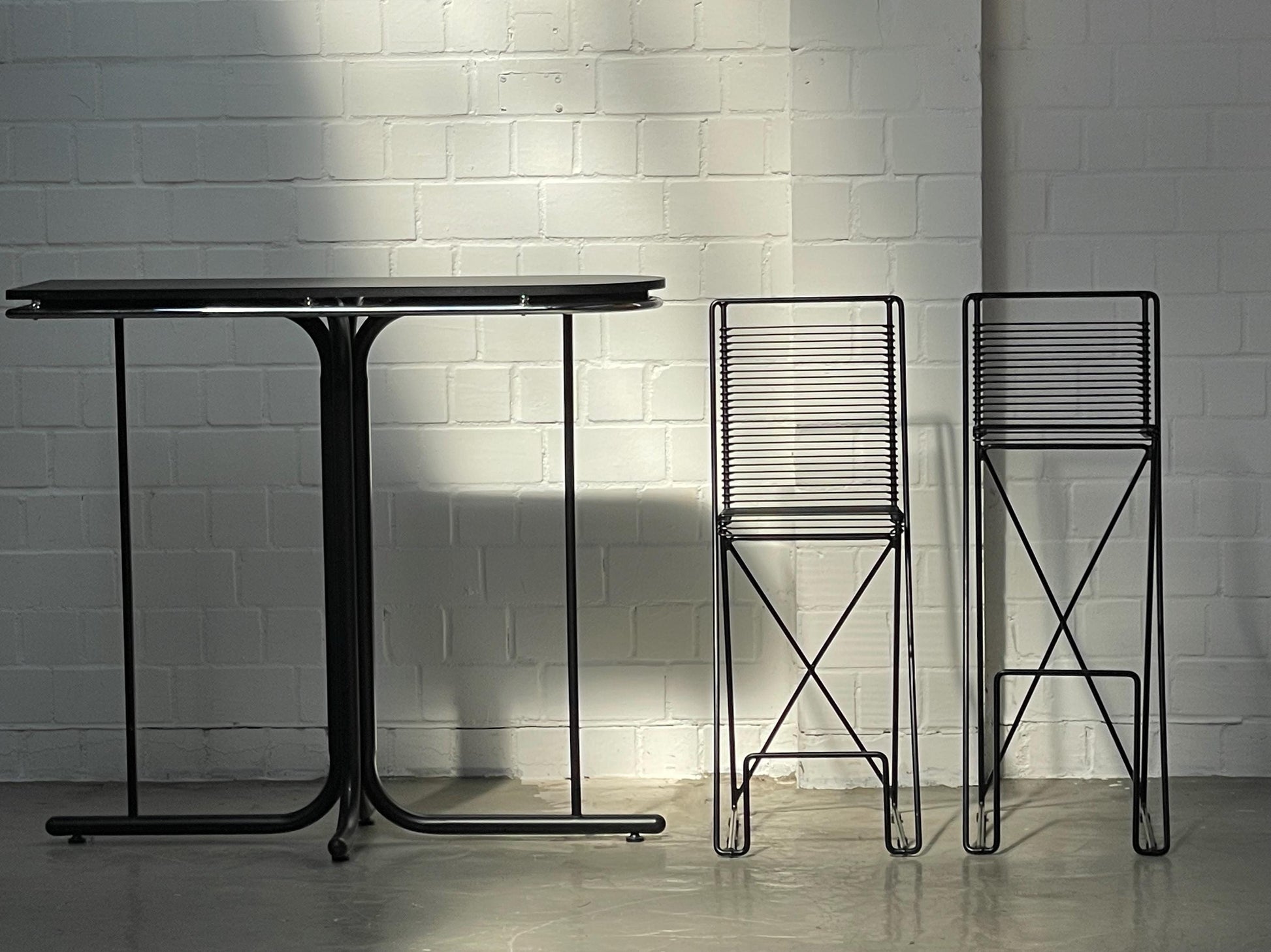 Vintage Barhocker Kreuzschwinger von Till Behrens für Bis Behrens in Schwarz