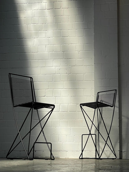 Vintage Barhocker Kreuzschwinger von Till Behrens für Bis Behrens in Schwarz