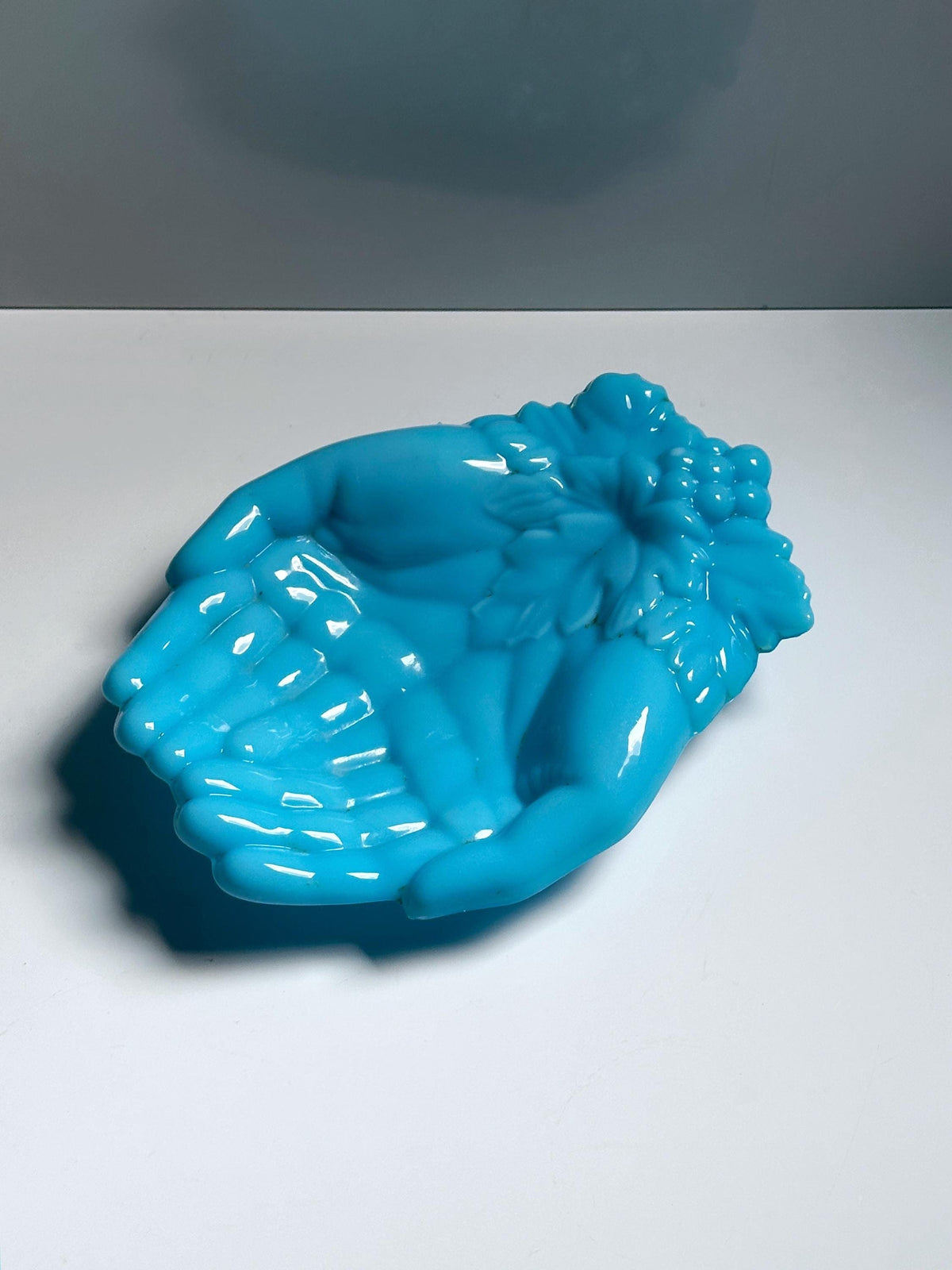 Vintage Jugendstil Vide-Poche aus Opalglas von Vallérysthal, Céleste Blau