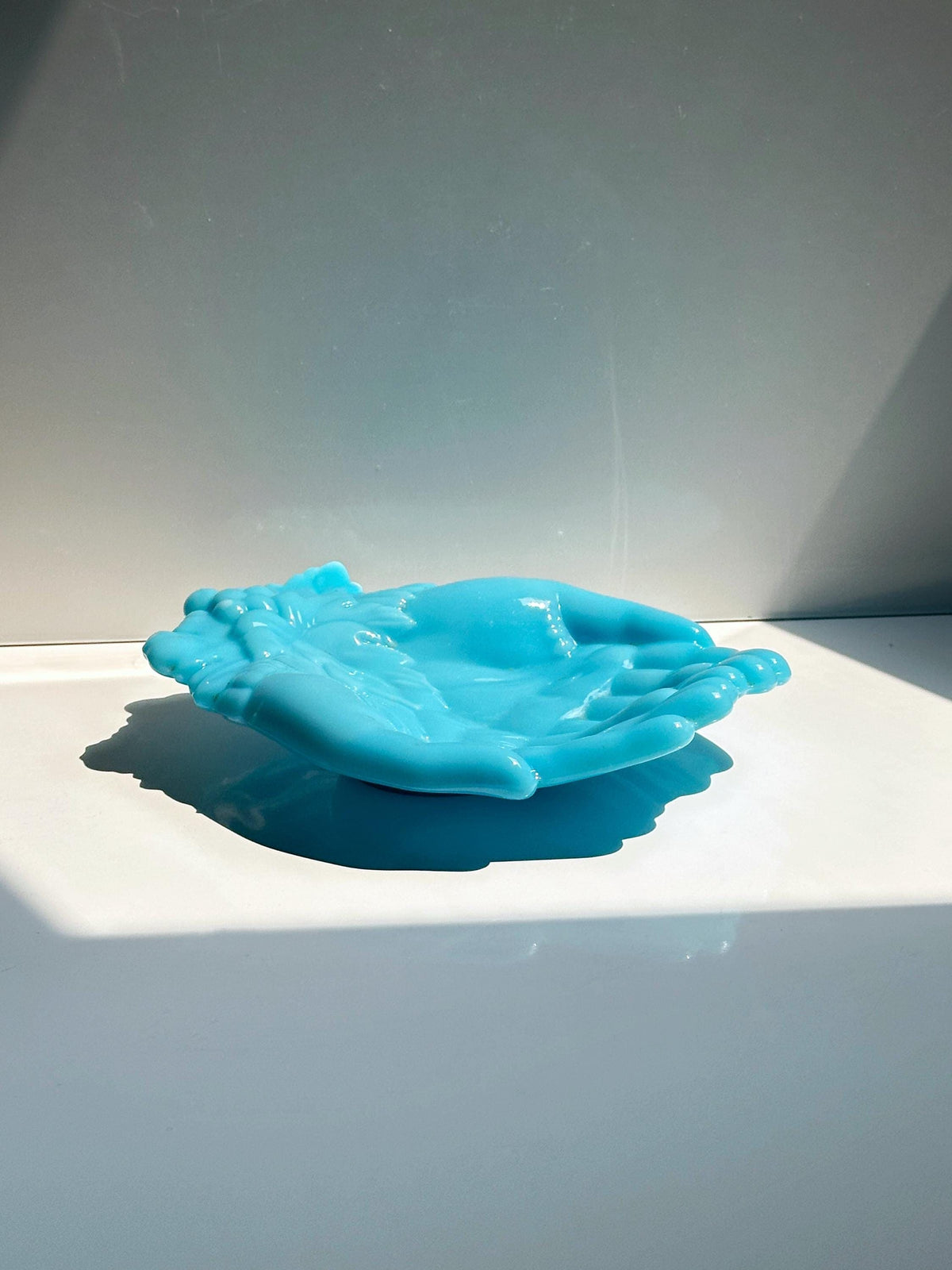 Vintage Jugendstil Vide-Poche aus Opalglas von Vallérysthal, Céleste Blau