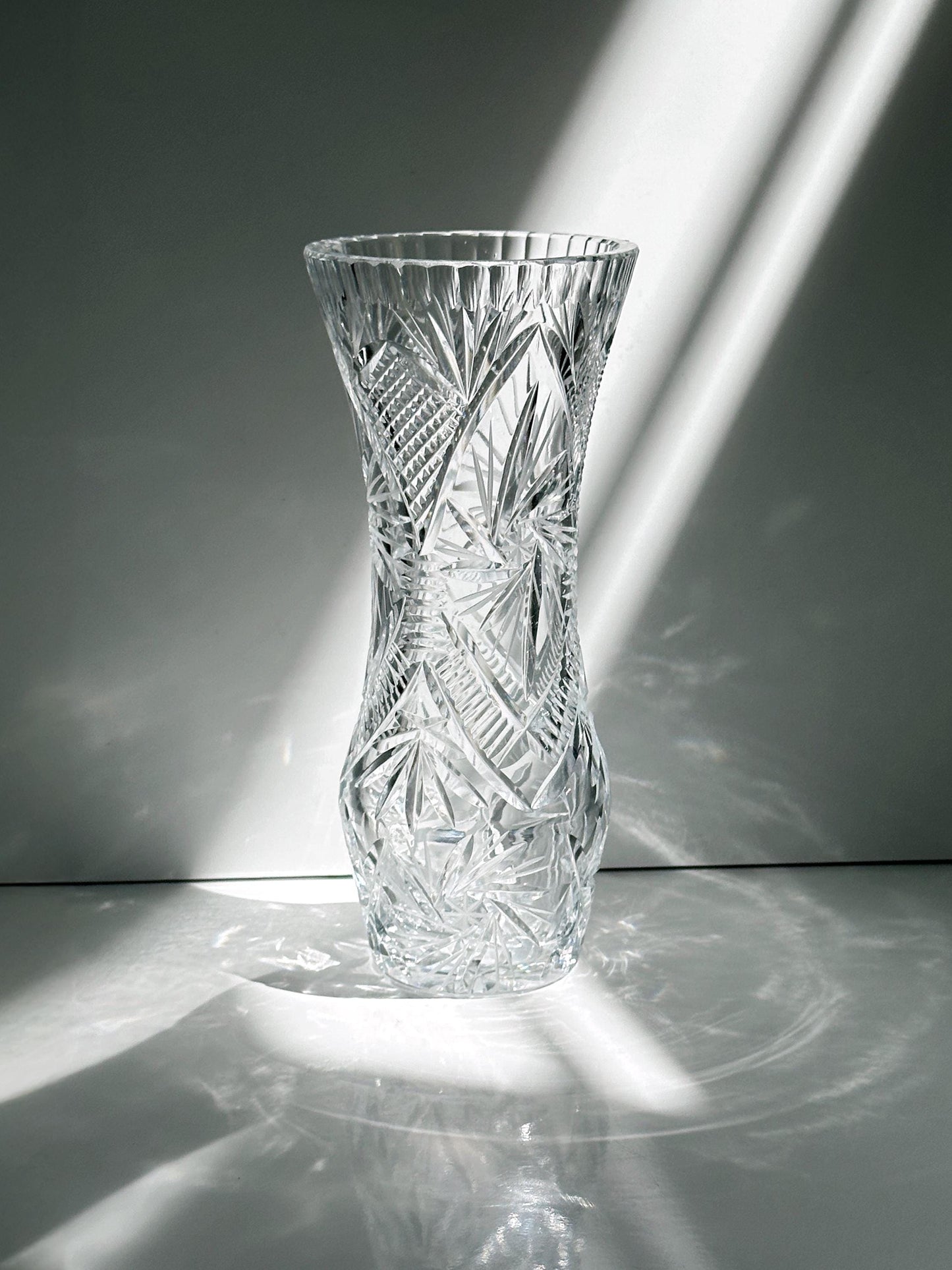 Vintage Kristall Glas Vase Mid Century 1960er 1970er Bleikristall