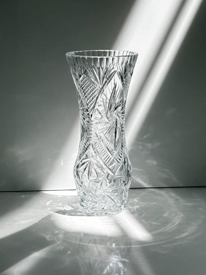 Vintage Kristall Glas Vase Mid Century 1960er 1970er Bleikristall