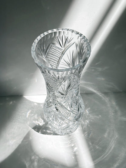 Vintage Kristall Glas Vase Mid Century 1960er 1970er Bleikristall