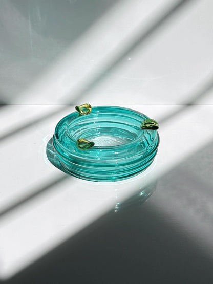 Vintage Ashtray Murano Style Turquoise Green Italy 1980