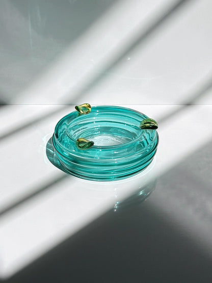 Vintage Ashtray Murano Style Turquoise Green Italy 1980
