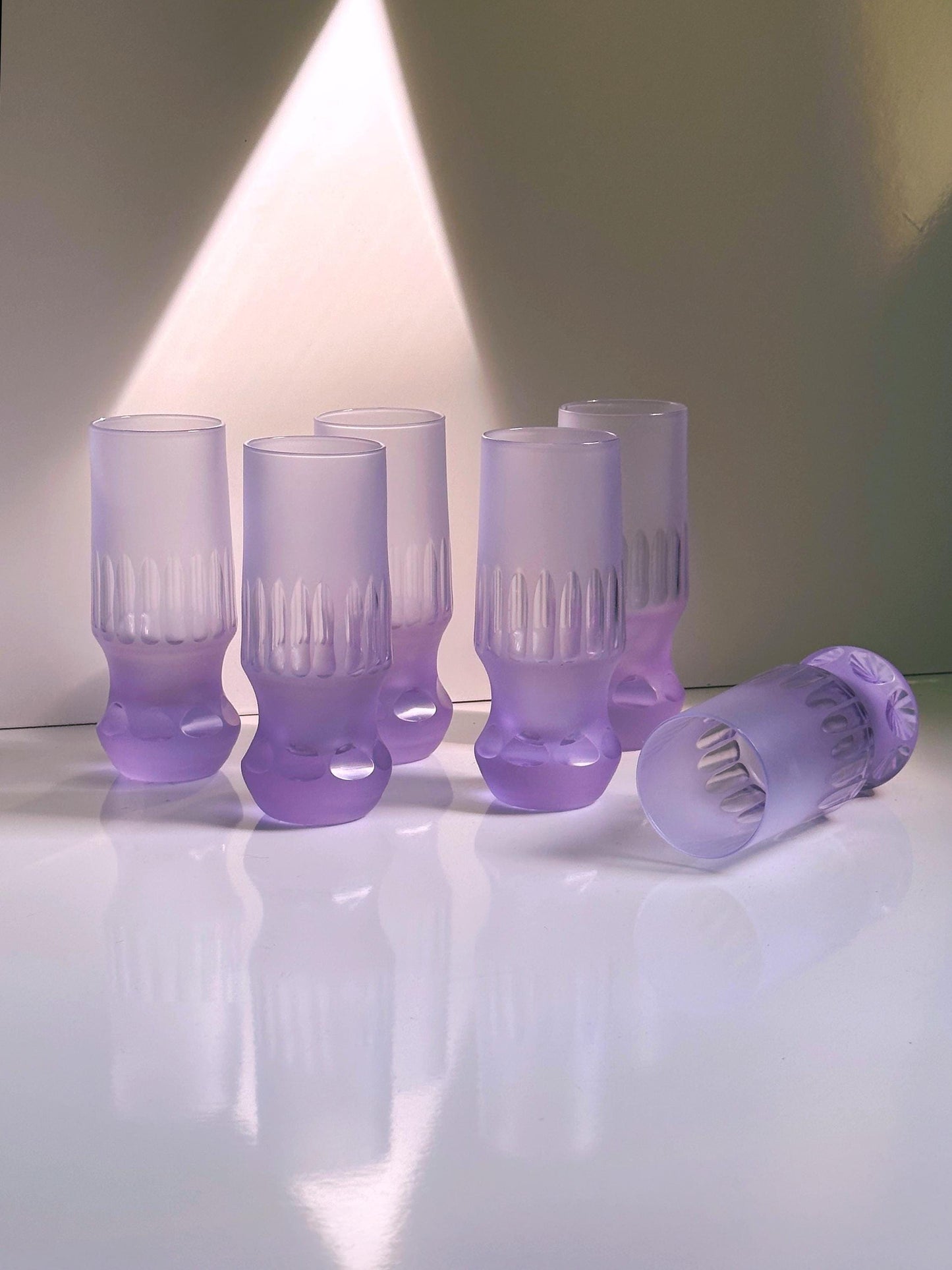 Vintage drinking glass Alexandrite by Arnolfo di Cambio for Sergio Asti Space Age set of 6