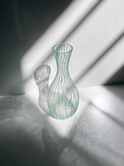 Vintage striped glass decanter Murano mint green pastel 50s 70s