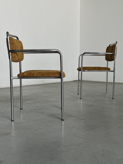 Fauteuil vintage de H. Fiedler et H. Heyder en bouclé ocre, Bauhaus, années 1970, paire