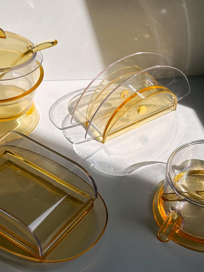 Vintage Guzzini Particolare Butter Dish by Guzzini Yellow Postmodern 80s