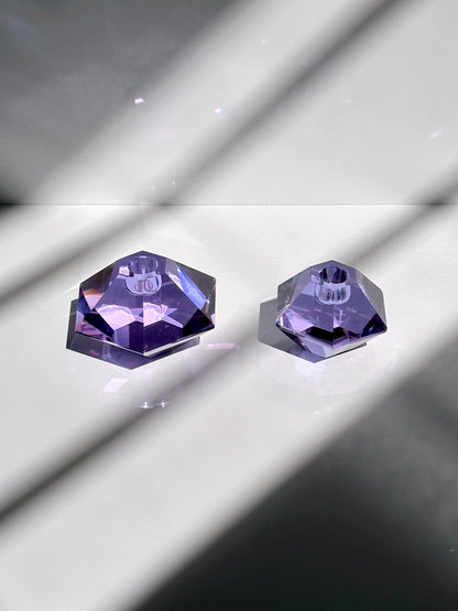 Paire de bougeoirs vintage en verre Alexandrite prisme Art Déco Revival Italie