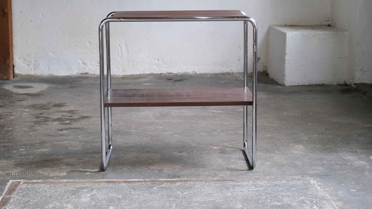 Vintage Beistelltisch von unbekannt für unbekannt mit braunen Holzablagen