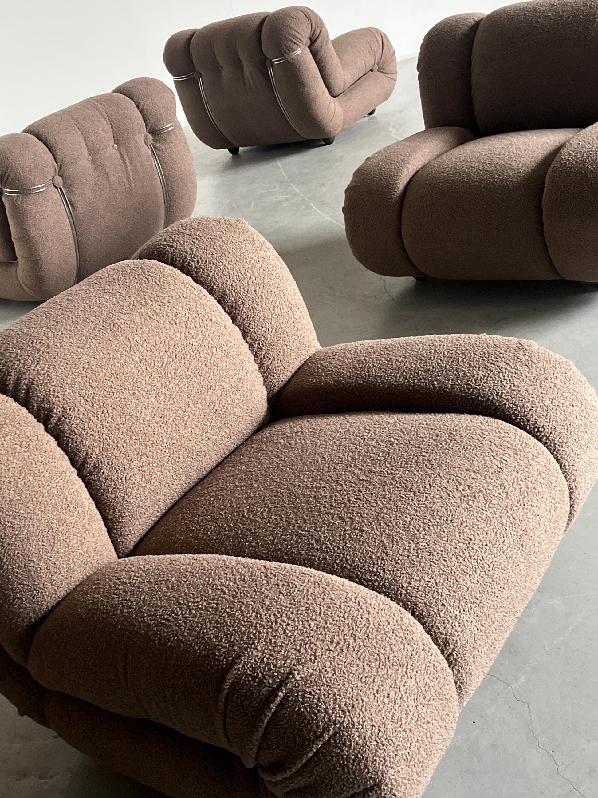 Vintage Velasquez Sitzmodul von Mimo Padova in Taubengrau Bouclé, 1970er Italien