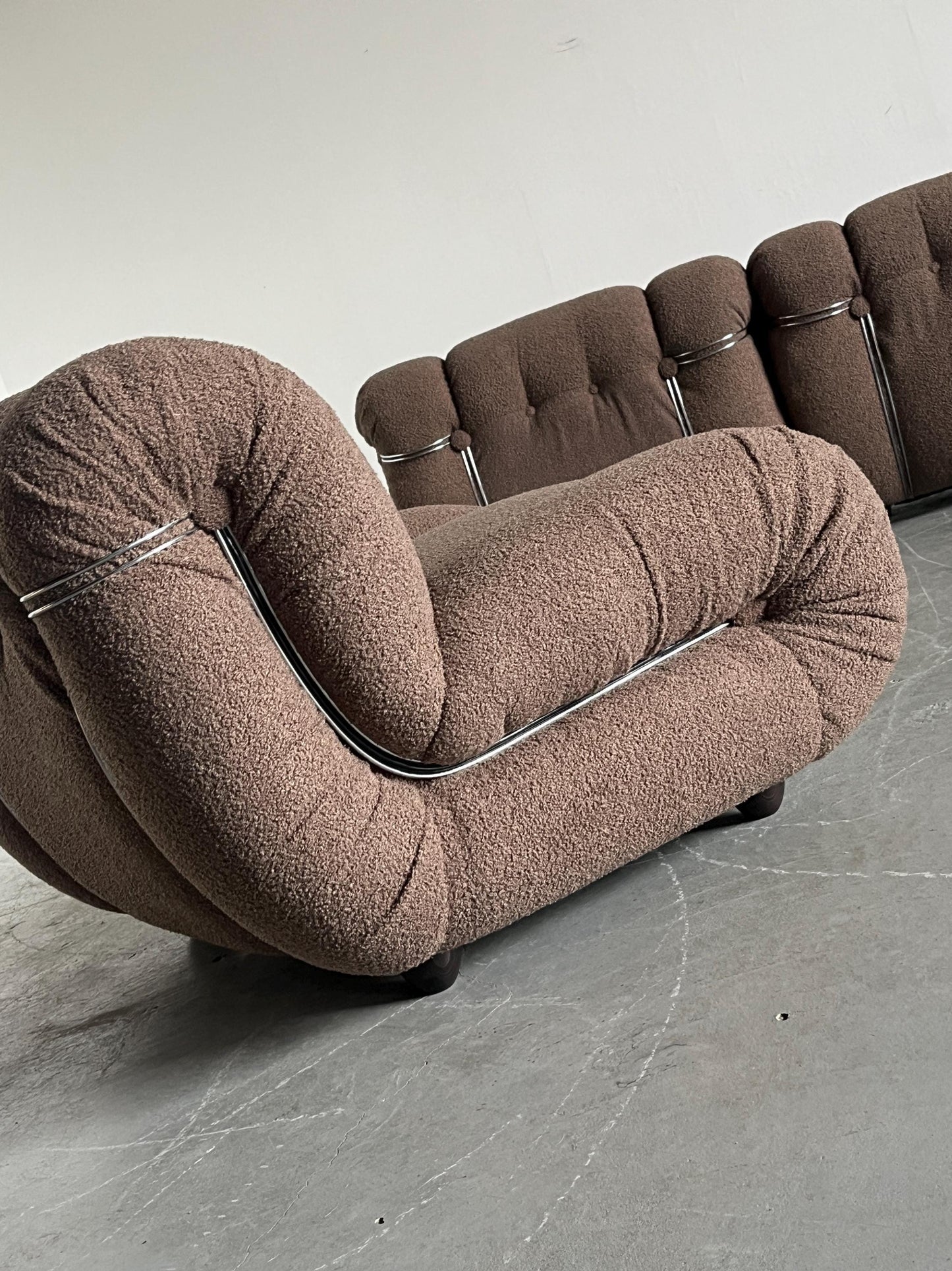 Vintage Velasquez Sitzmodul von Mimo Padova in Taubengrau Bouclé, 1970er Italien