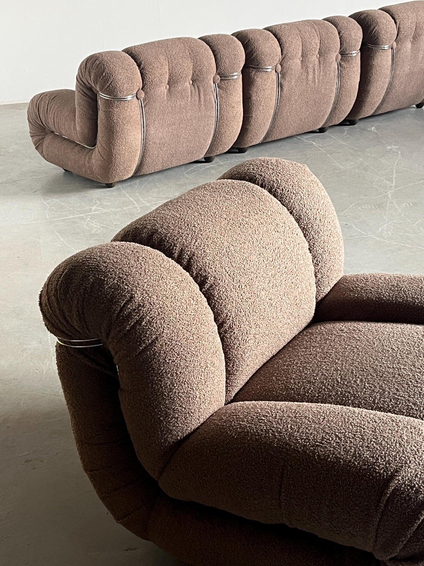 Vintage Velasquez Sitzmodul von Mimo Padova in Taubengrau Bouclé, 1970er Italien