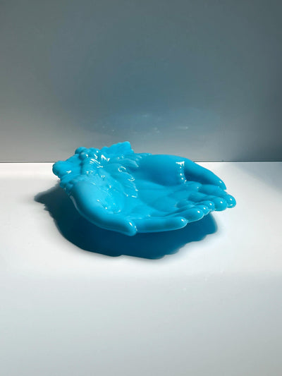 Vintage Art Nouveau Vide-Poche in Opaline Glass by Vallérysthal, Céleste Blue