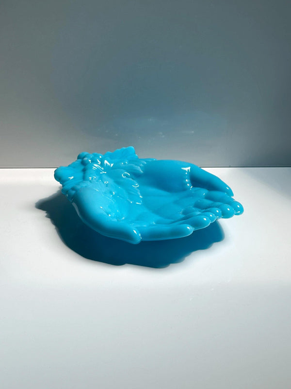 Vintage Jugendstil Vide-Poche aus Opalglas von Vallérysthal, Céleste Blau