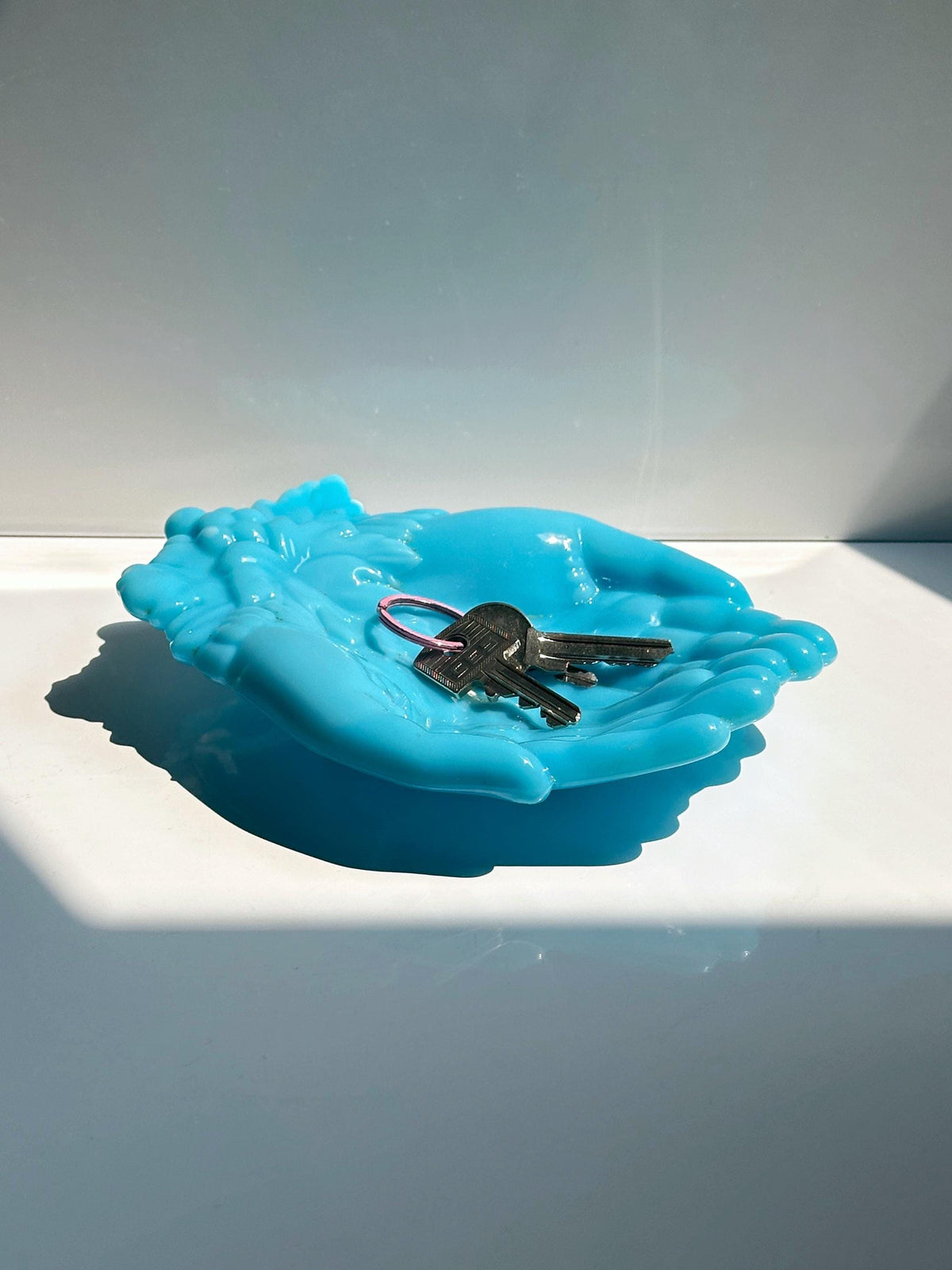 Vintage Jugendstil Vide-Poche aus Opalglas von Vallérysthal, Céleste Blau