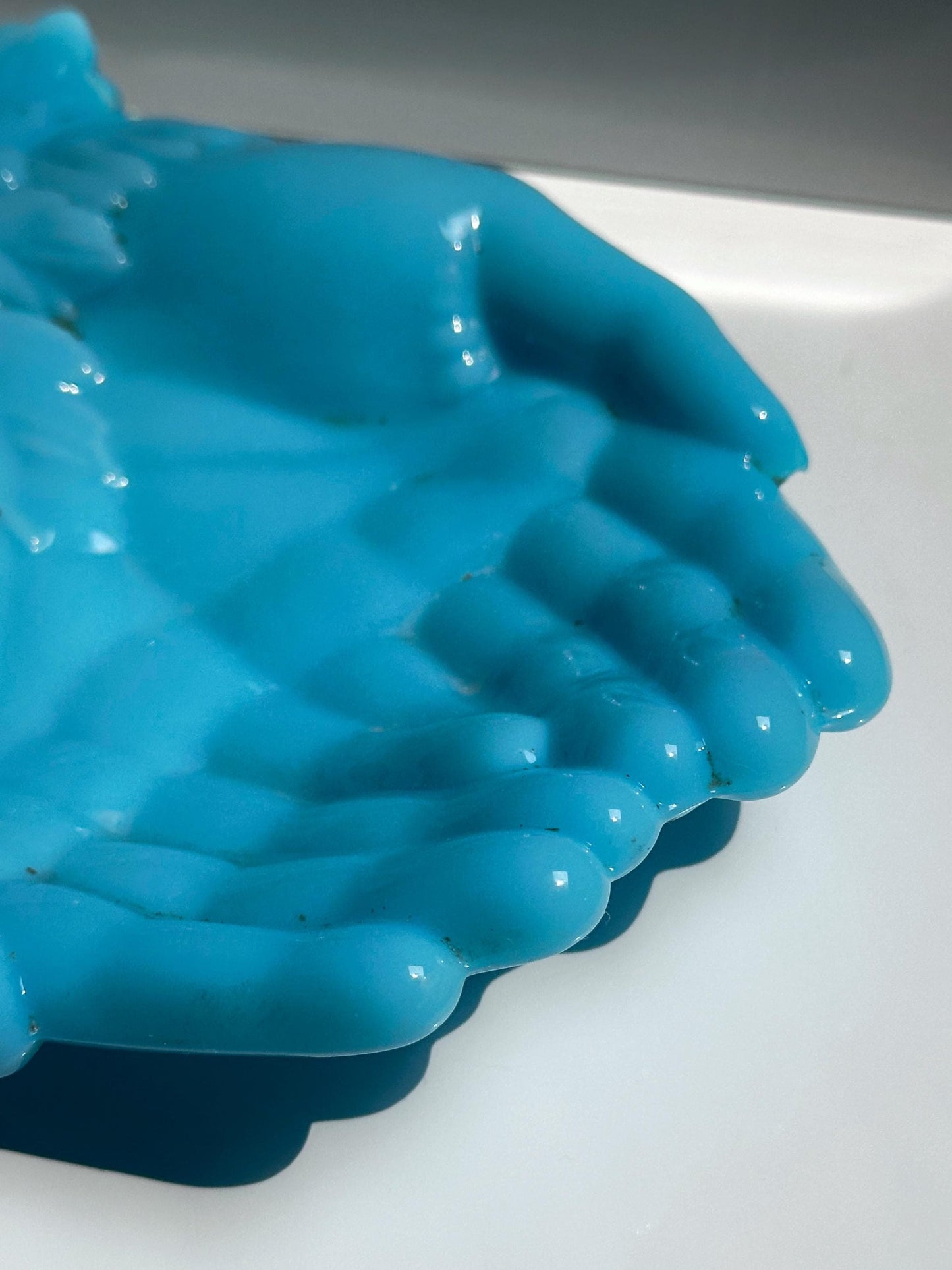 Vintage bowl Vallérysthal opal glass blue Art Nouveau