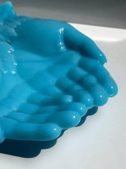 Vintage bowl Vallérysthal opal glass blue Art Nouveau