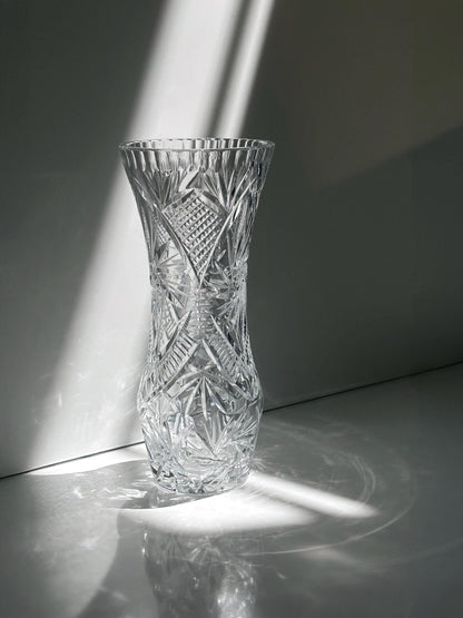 Vintage Kristall Glas Vase Mid Century 1960er 1970er Bleikristall