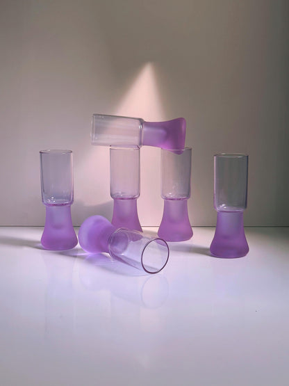 Set von 6 Vintage Alexandritglas-Kelche, Space Age Italien 1970er