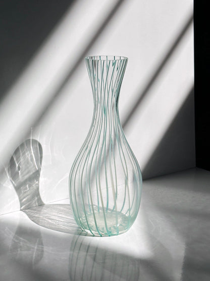 Vintage striped glass decanter Murano mint green pastel 50s 70s