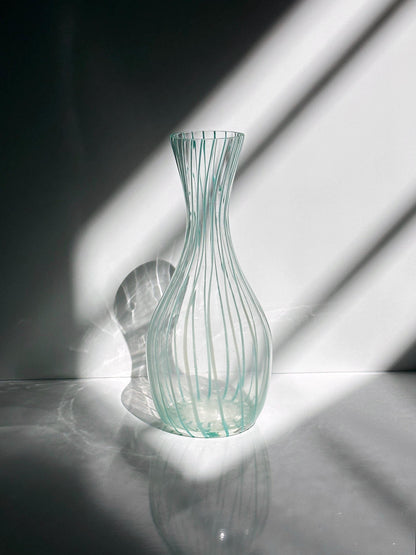 Vintage striped glass decanter Murano mint green pastel 50s 70s