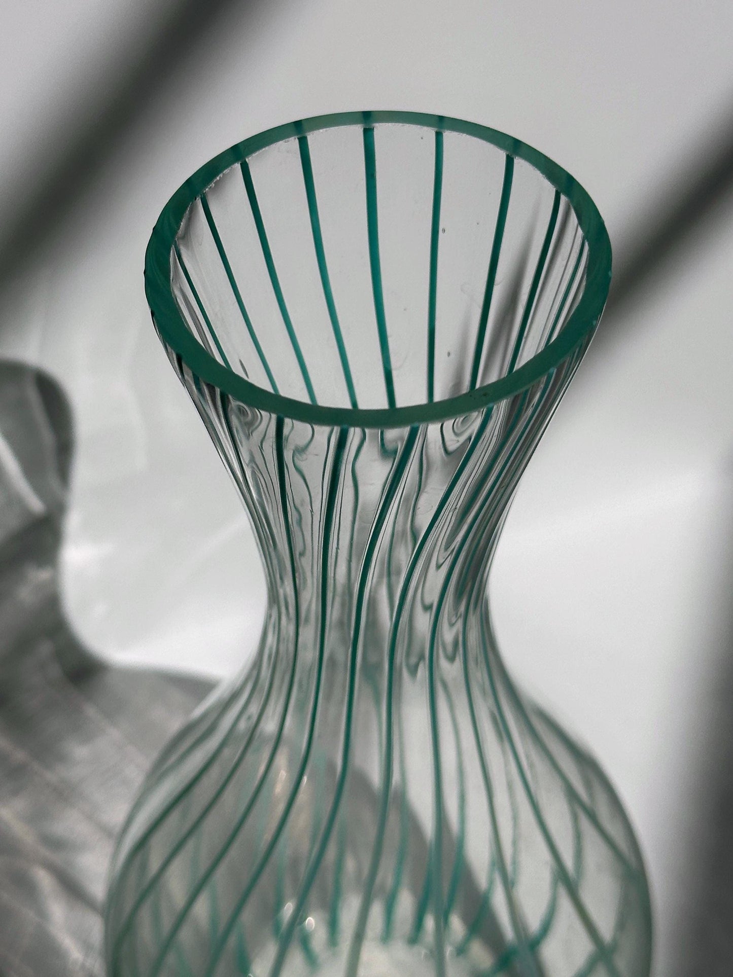 Vintage striped glass decanter Murano mint green pastel 50s 70s