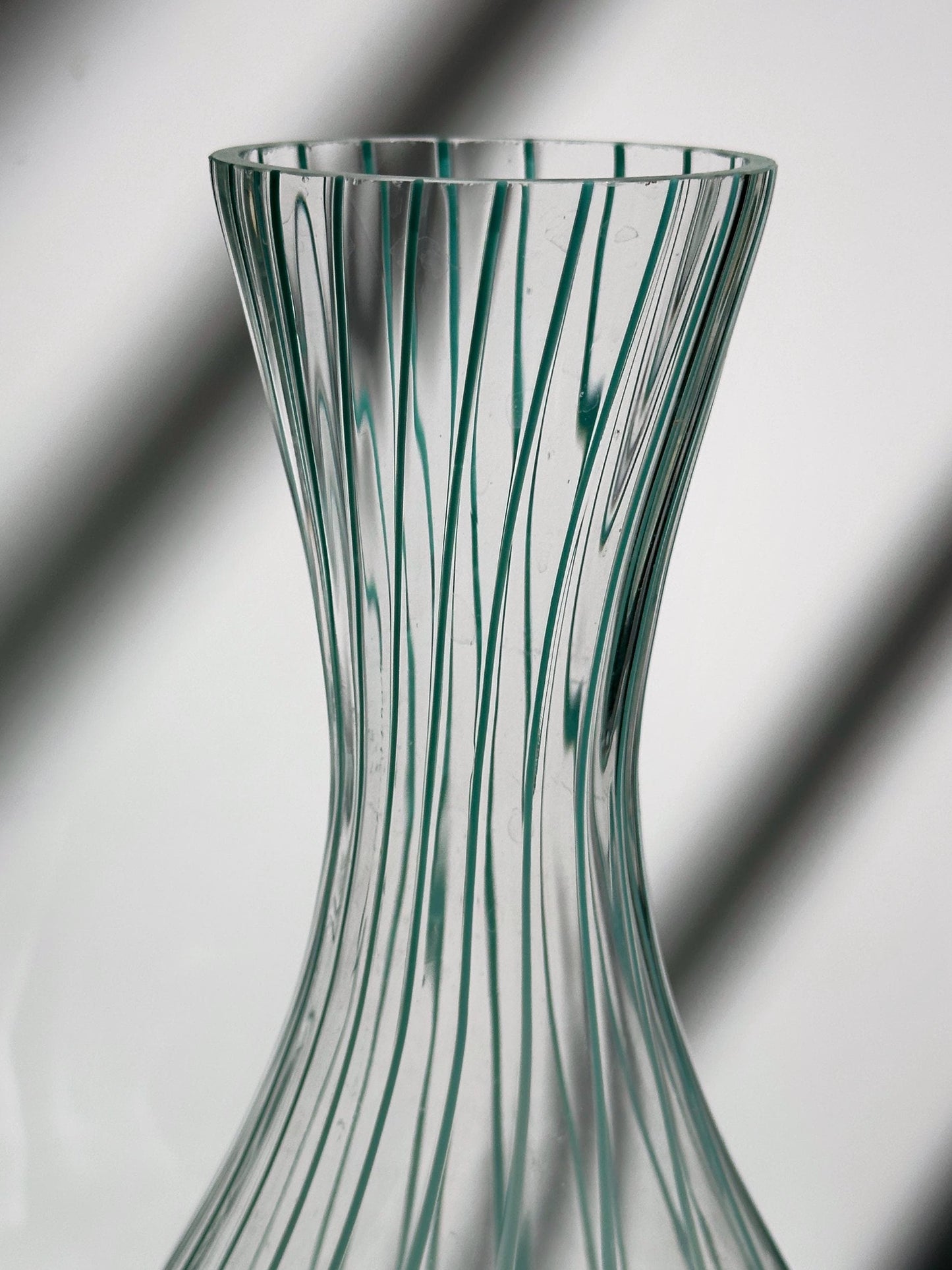 Vintage striped glass decanter Murano mint green pastel 50s 70s