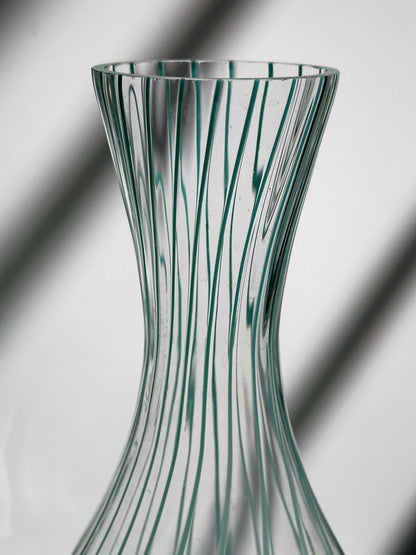 Vintage striped glass decanter Murano mint green pastel 50s 70s
