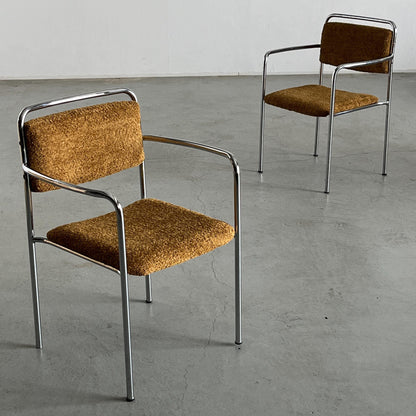 Fauteuil vintage de H. Fiedler et H. Heyder en bouclé ocre, Bauhaus, années 1970, paire