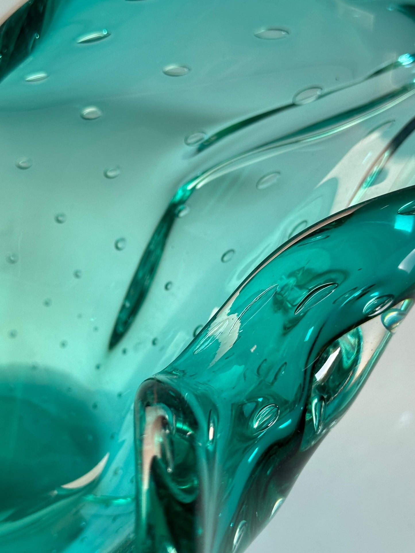 Vintage Obstschale Murano Glas von Barovier Toso Mintgrün Türkis 70er