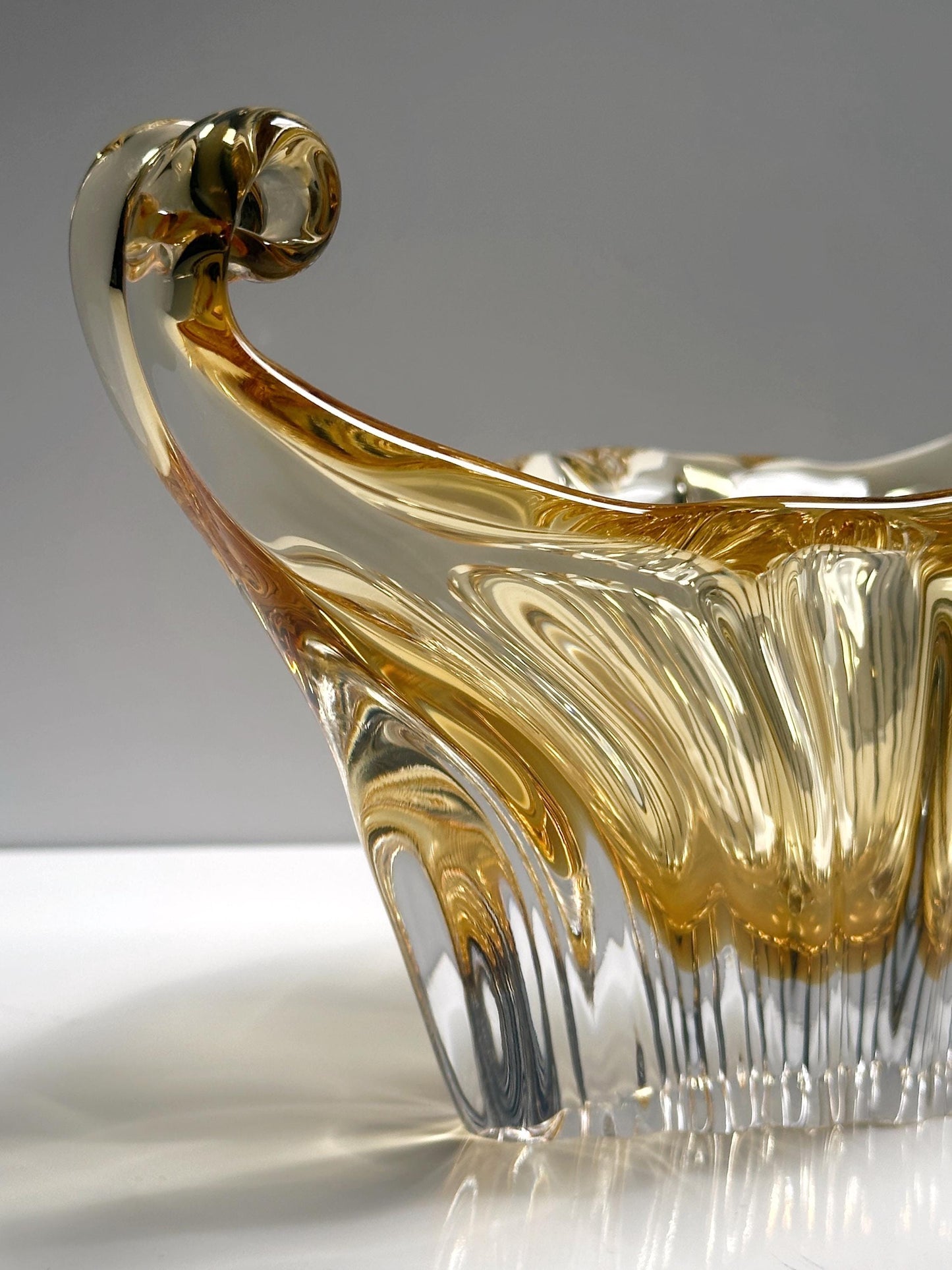 Vintage Schale Murano Glas Champagner Gold von Handgemacht