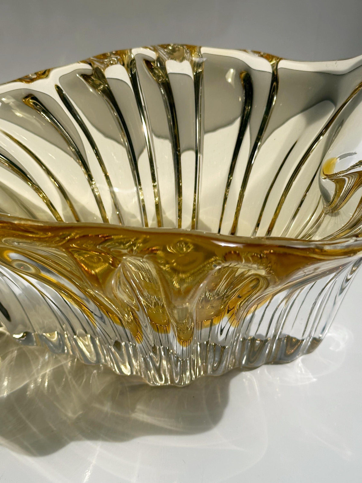 Vintage Schale Murano Glas Champagner Gold von Handgemacht