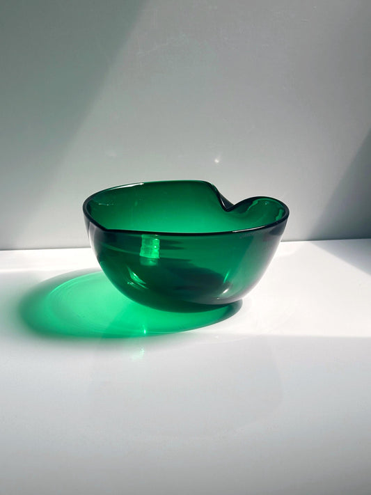 Vintage Schale Glasstorm von Glasstorm Schottland grün graviert