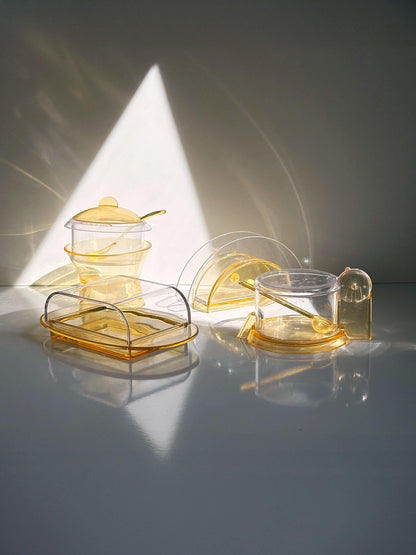 Vintage Guzzini Particolare Butter Dish by Guzzini Yellow Postmodern 80s