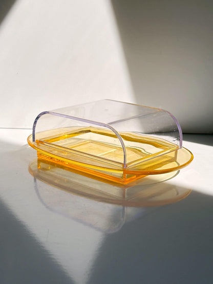 Vintage Guzzini Particolare Butter Dish by Guzzini Yellow Postmodern 80s